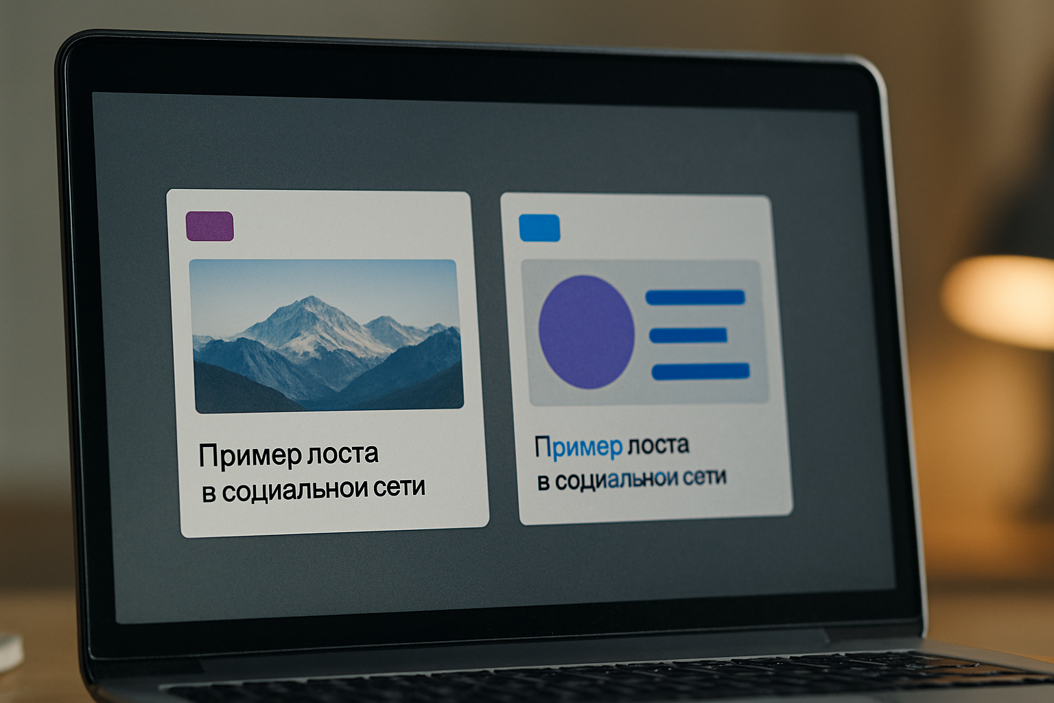 Крупный план экрана с двумя постами разных брендов рядом